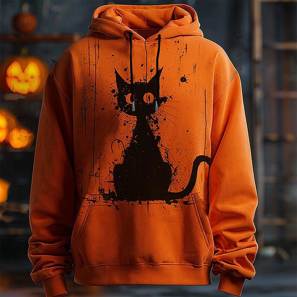 Autumn  Men's Hoodie Casual Long Sleeve Pullover Harajuku Print Animal Top Fashion Streetwear Oversized Men's Hooded Sweatshirt