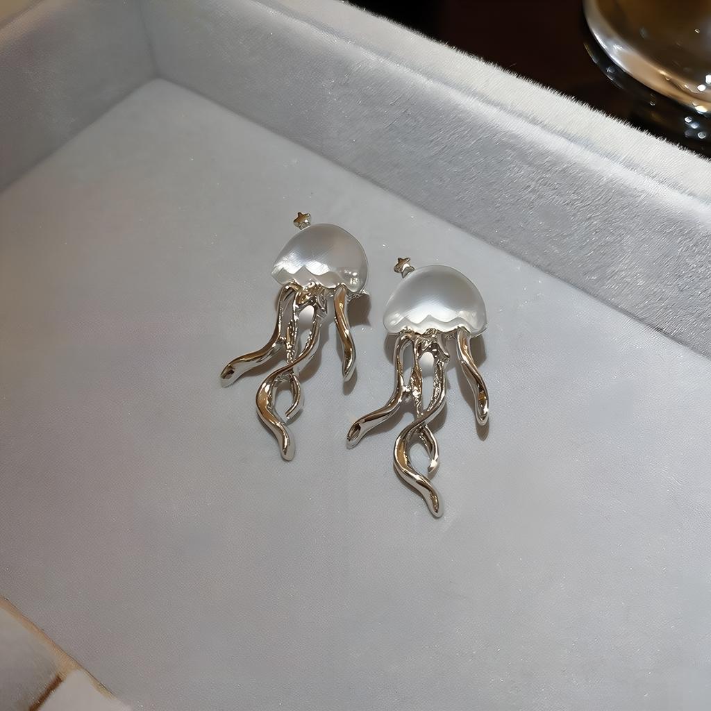1 paar Mode-Design Schwimmende Qualle Matte Kristall Ohrringe Kreative Persönlichkeit Weibliche Ohrringe Schmuck
