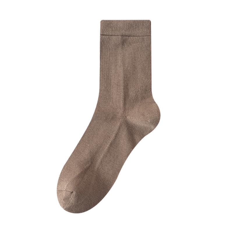 Men's Autumn and Winter Boneless Mid-calf Socks, High Cotton Antibacterial, Deodorizing and Sweat-absorbing Men's Black Business Long Calf Socks