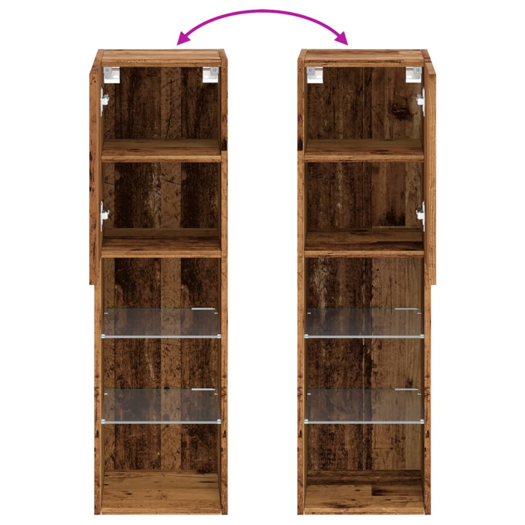 TV Cabinet with LED Lights Rustic Wood Look 12 x 11.8 x 40.2 in (30.5 x 30 x 102 cm)