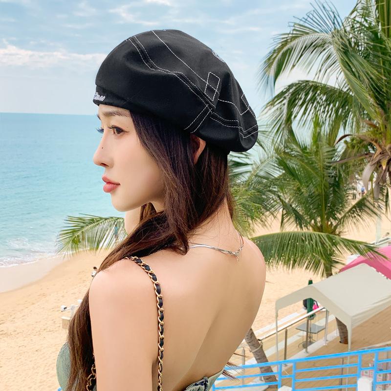 

Летняя шляпа женская повседневная универсальная берет модная литературная ретро солнцезащитная шляпа One Size