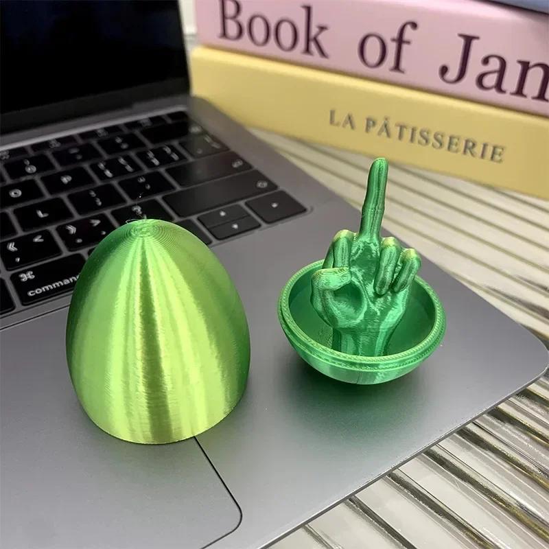 3D tištěné velikonoční vajíčko s hračkou prostředníčku Zábavné žertovné dárky pro dospělé Výplň velikonočních košíků Novinkové překvapivé vajíčka