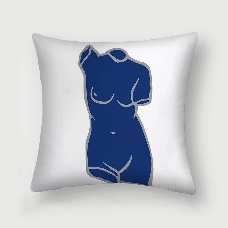 Office Living Room Home Pillowcase Abstract Blue Flower Pillowcase Car Ornaments