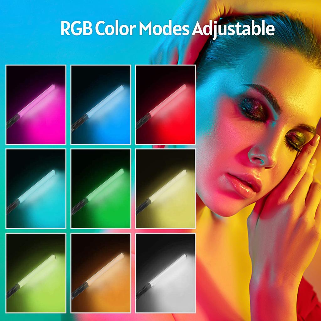 RGB Handheld LED Video Light Tube Photography Light Wand 3000K 6000K Dimmable 10 Lighting Effect with Remote Control