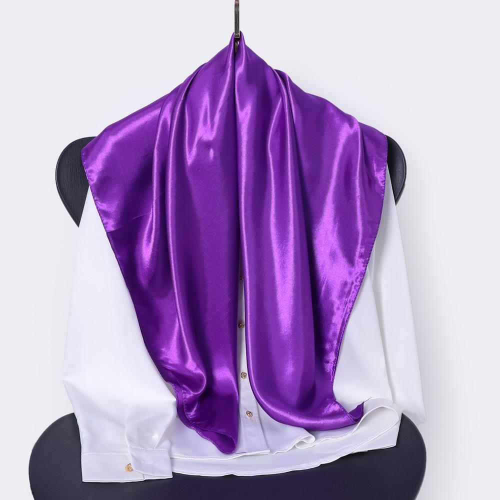 Fashionable New Versatile Headscarf Large Square Scarf Solid Color Scarf Women'S Simulated Silk Satin Scarf