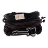 Fashion Style Minimalist Vintage Weave Cattle Leather Bracelet Alloy Guitar Leather Bracelet Multi-Layer Suit