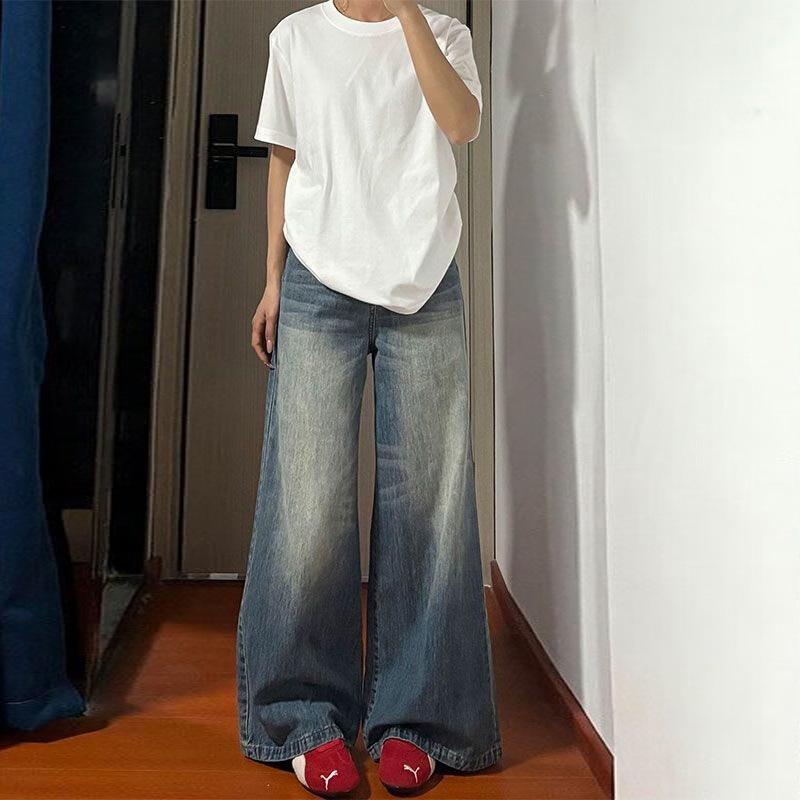 Women s Retro Blue High-Waisted Wide-Leg Jeans - Autumn/Winter 2025 Collection. XL