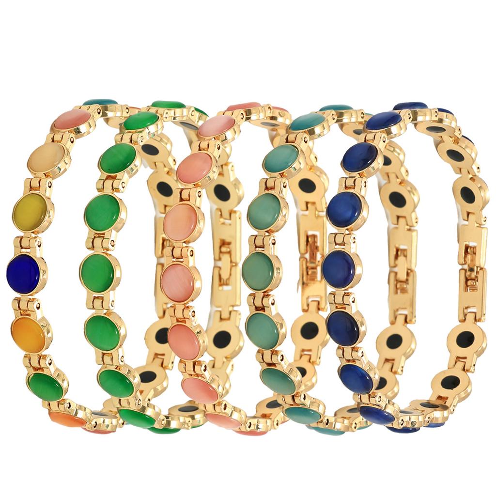 Färgglatt stenarmband Magnetiskt Hälsoenergi Germanium Magnetiskt Armband Holografisk Länkarmband för Män Kvinnor