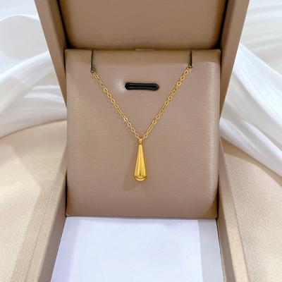 Collier Chaîne Clavicule Féminine Goutte Feng Shui Froid Personnalité Minimaliste Four à Vent Or Véritable