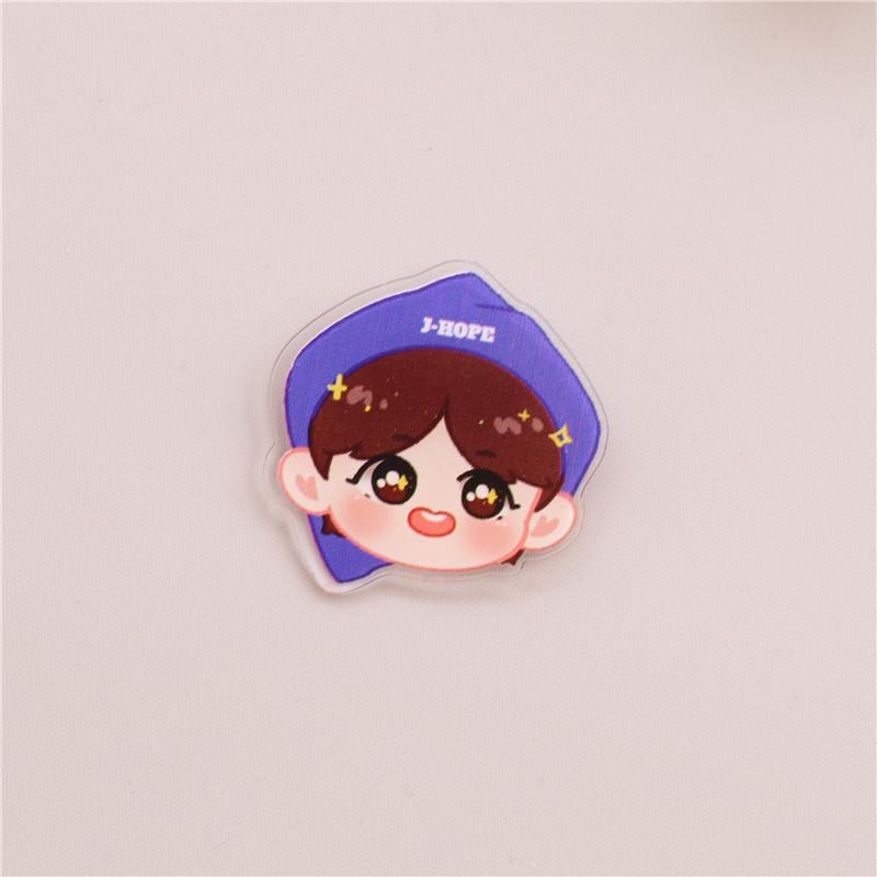 7pcs BTS Cute Cartoon Head Acrylic Brooch, Bangtan Boys Cartoon Pin Badge, Kpop ARMY Fans Backpack & Clothing Accessory
