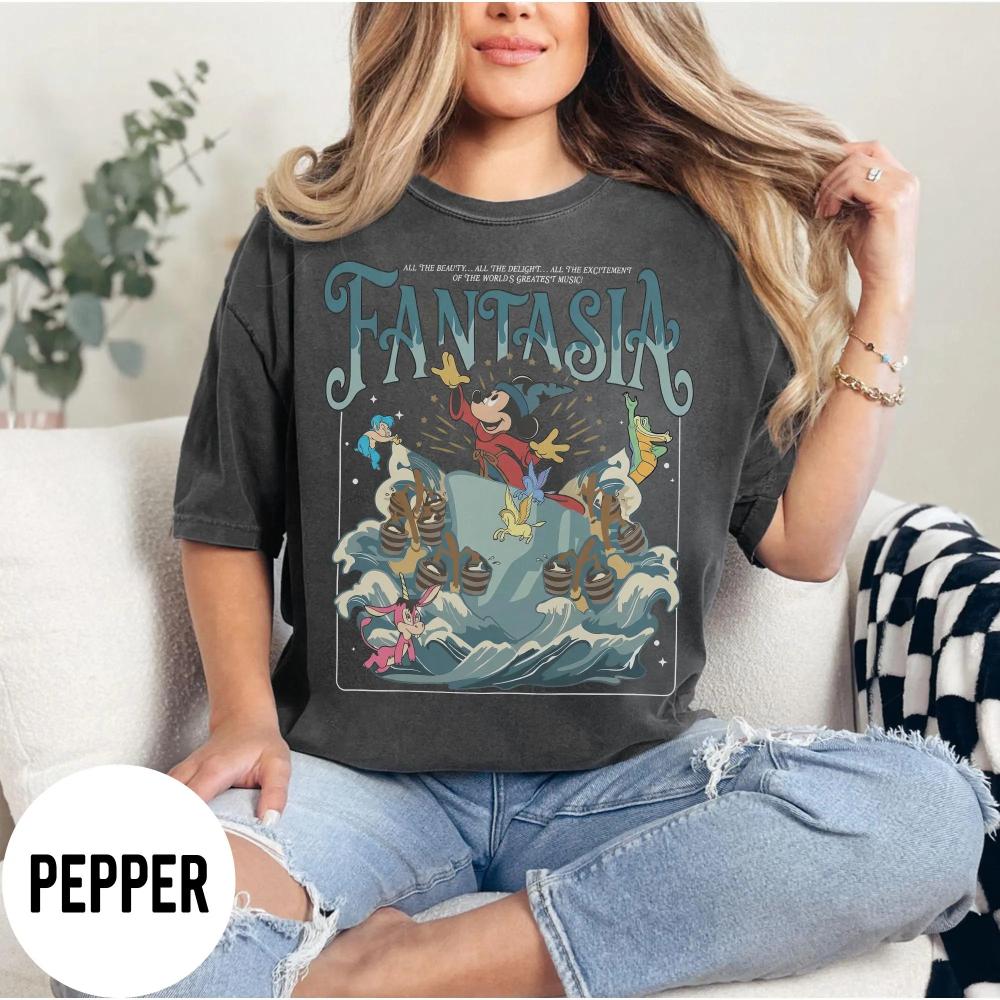 Walt Fantasia Shirt Apprentice Light Up Sorcerer Mouse Magic Broom Tee Vacation Matching Trip