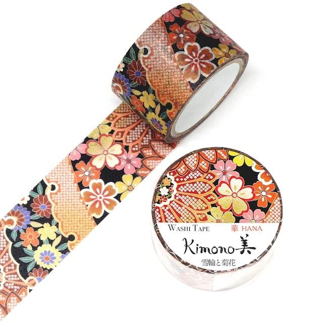 Kamiiso Kimono Beauty Masking Snowflake and Chrysanthemum 25mm x Tape, Design, 5m, GR-1070