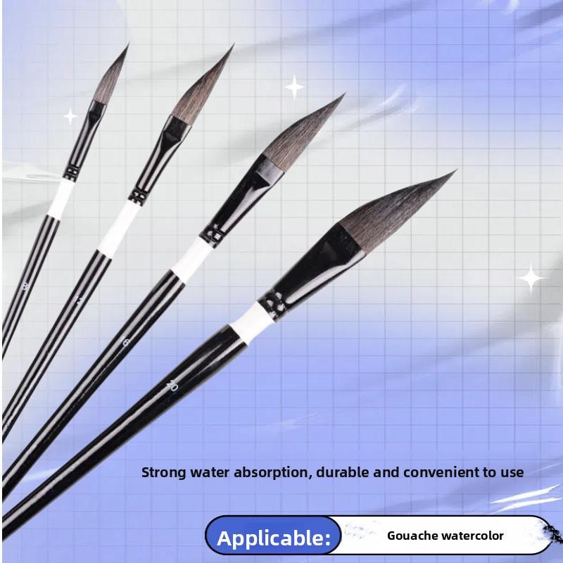 Ensemble de 4 pinceaux à tirer à poils en nylon pour gouache, pinceaux aquarelle en forme de couteau, pinceaux pour peinture à l'eau, pinceaux de dessin artistique peints à la main