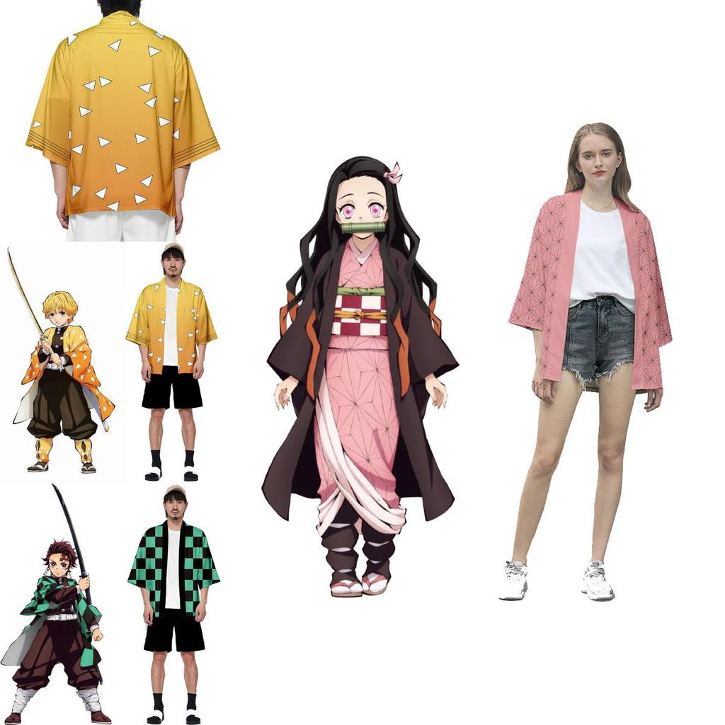 Vysoce kvalitní prodyšné anime Demon Slayer Kimetsu No Yaiba Kamado Nezuko Cosplay volné haori kabát topy