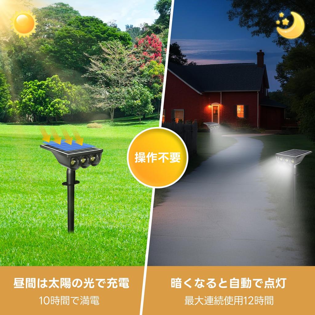 Solar Outdoor Garden 3 Switchable Between Warm White and Neutral Security and Disaster IP55 Ideal for and Parking Set of 2 Lights, Lights,