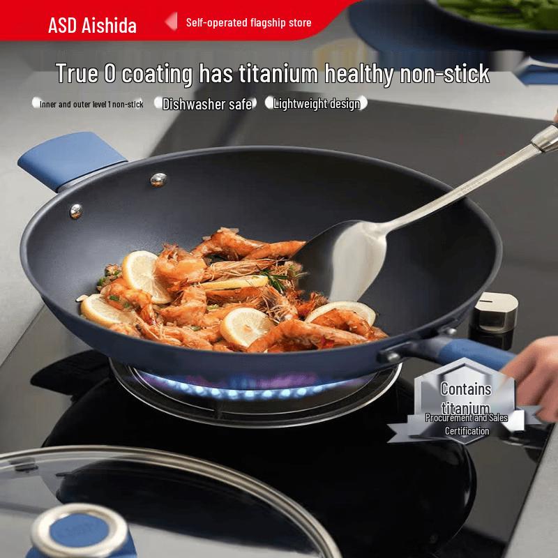 ASD 32cm Titanium Alloy Non-Stick Wok