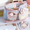 Large Capacity Pen Bag Kawaii Pencil Case Dopamine Color Block Stationery Ins Style Makeup Organizer Bag