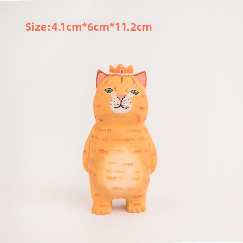 Wooden Cat Figurine Decor Handmade Gift For Cat Lovers Home Office Display