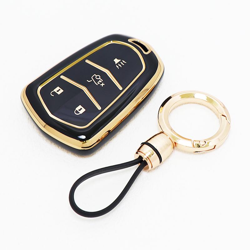 Auto Shell Fob Keyless Protector Car Key Case Cover 4 Buttons For Cadillac - Escalade Ats Cts Ct6 Xts Xt5 Srx
