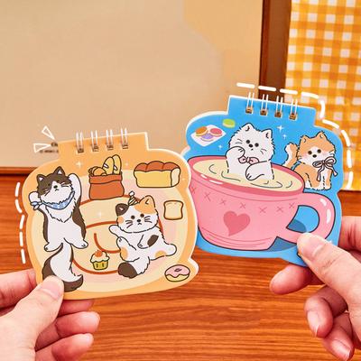 Katzen Mini Spiralnotizbücher 3,6 x 3,8 Zoll Obere Spiralbindung Notizblöcke, Cartoon 50 Seiten Notizbücher, Kawaii Notizbuch Schreibwaren für Notizen & Geschenke