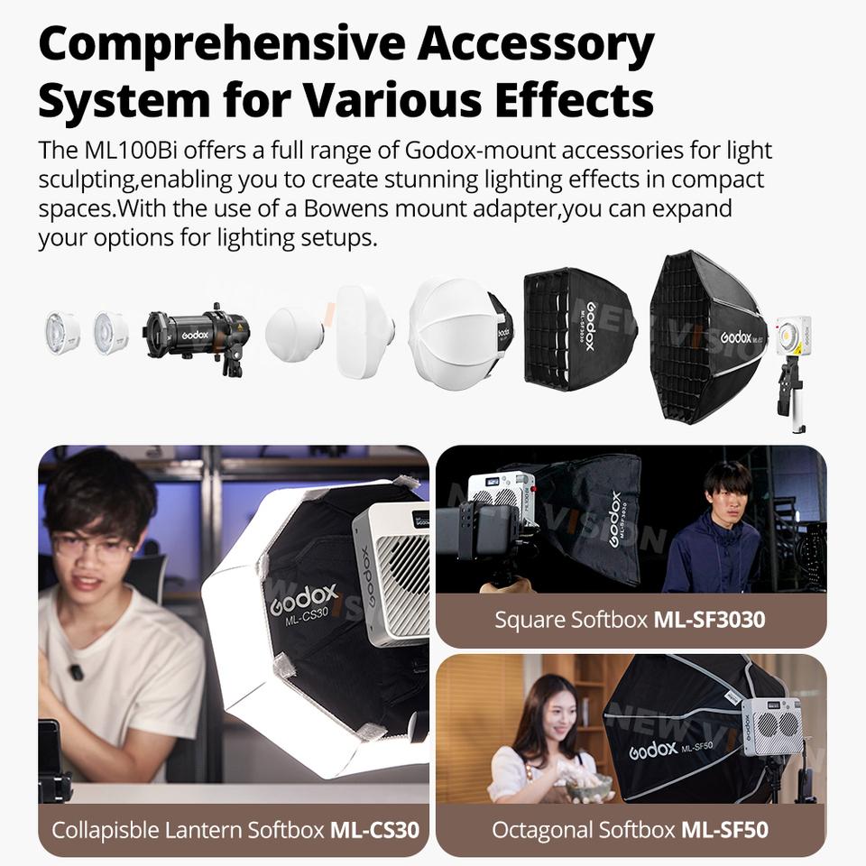 Godox ML100Bi ML100R 120W Light accessory, AK-B01 Power Bank Holder,ML-CS30 Softbox,Lens Reflector Cup