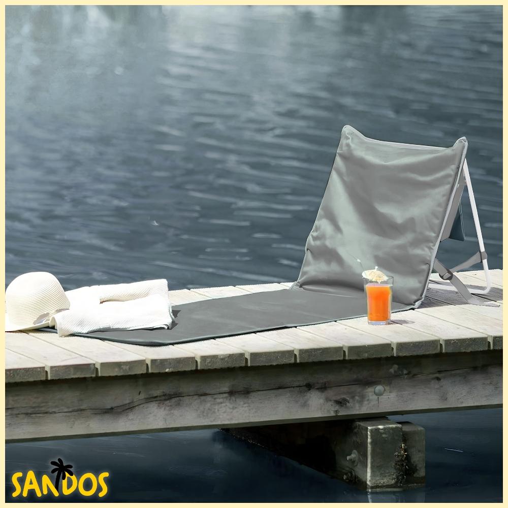 Beach mat, foldable deckchair with backrest, for sunbathing, light 2-in-1 bag