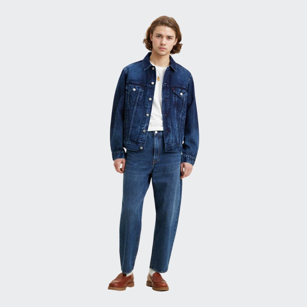 Levis FW22 Solid Color Single-Breasted Collar Denim Jacket Men Jacket Blue A2716-0001