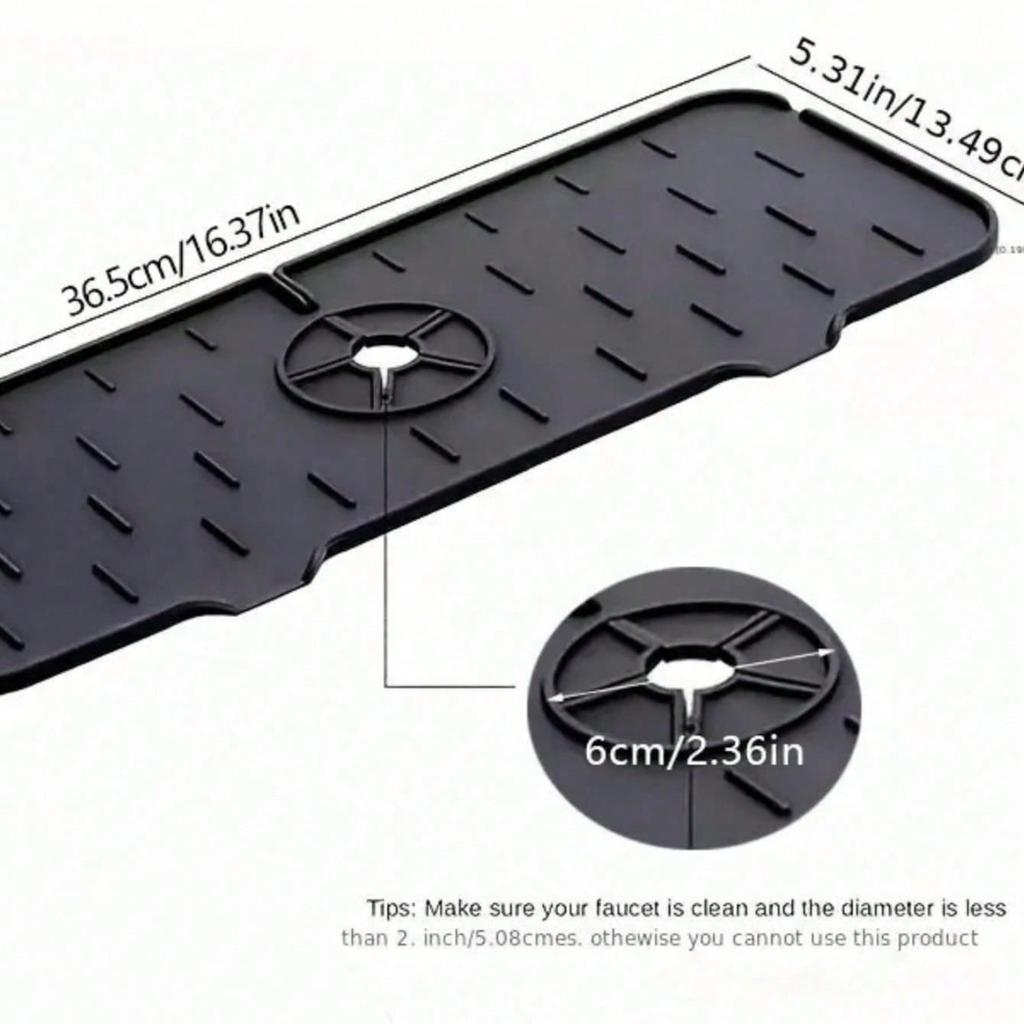 1pc Thick Silicone Faucet Drain Mat, Casual Home Decor