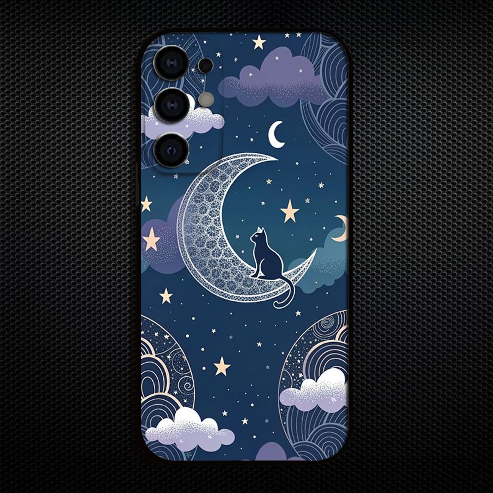 Aesthetic Cat Pattern Phone Case For Samsung S25/S24/S23/S22/S21/S20/Plus,Fe,Lite/Others Black Cover