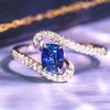 Huitan Wunderschöne Blaue Zirkonia Damenringe Neuartiges Design Hochzeits-Verlobungsband Accessoires Luxus CZ Neuer Trendiger Schmuck