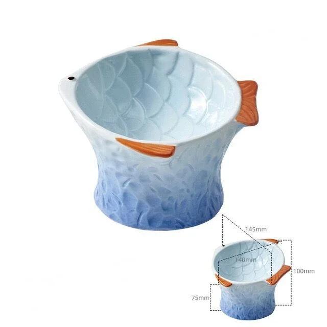 Ceramic Elevated Cat Bowl Pet Feeder Dish Dog Treats Bowls Plate Feeding Eating Kitten Decorative Creative Raised Water