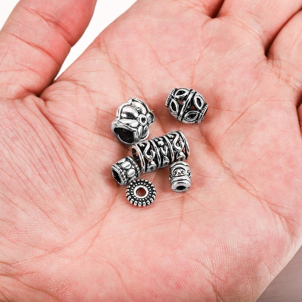 20pcs/lot Metal Big Hole Tibetan Antique Spacer Loose Beads For DIY Jewelry Making Finding Necklace Bracelet Accessories