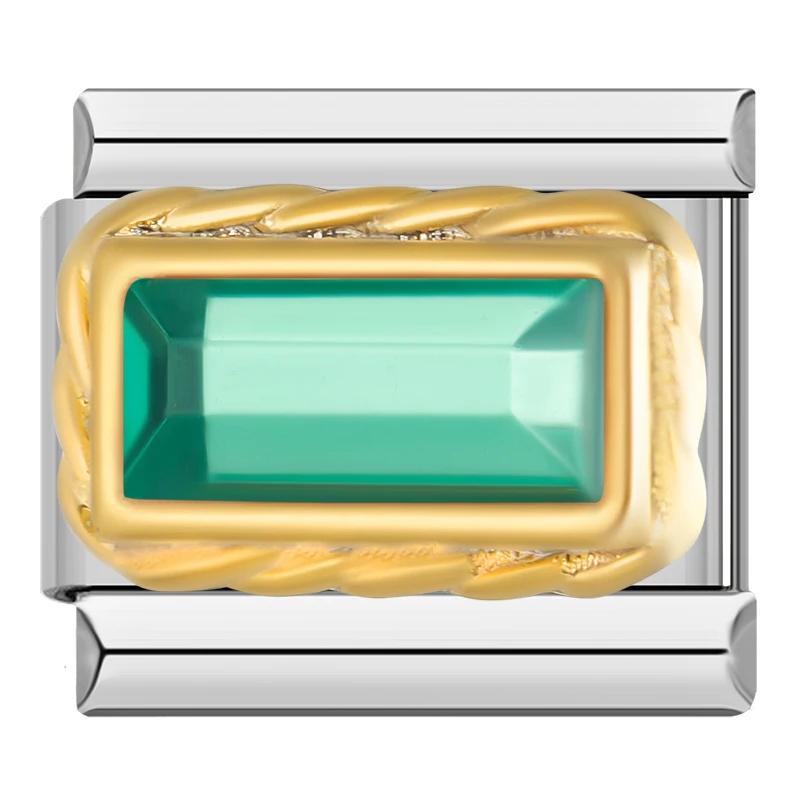 2023 Mode Herz Elliptische Rechteck CZ Charme Italienische Links Fit 9mm Armband Edelstahl Herstellung Von Schmuck DJ692