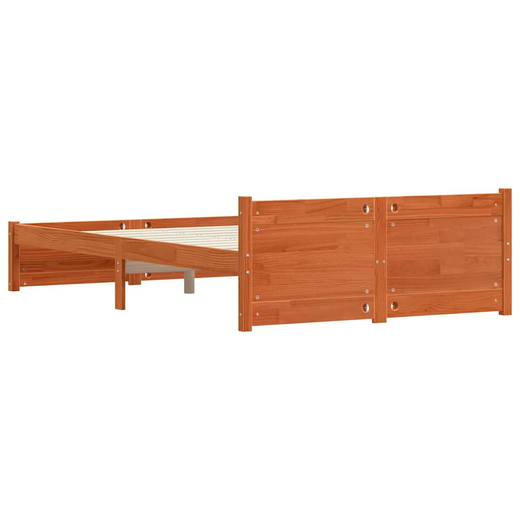 Bed Frame with Headboard Wax Brown 195.5 X 140.5 X 51 Cm