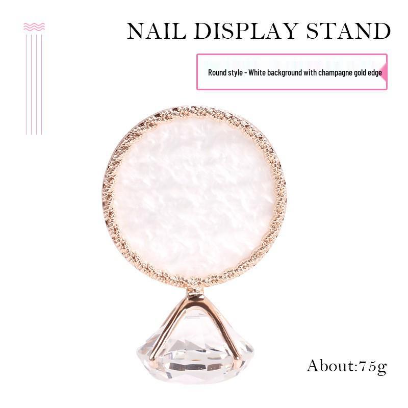 Heart-Shaped Diamond Base Manicure Display Stand with Gold Rim