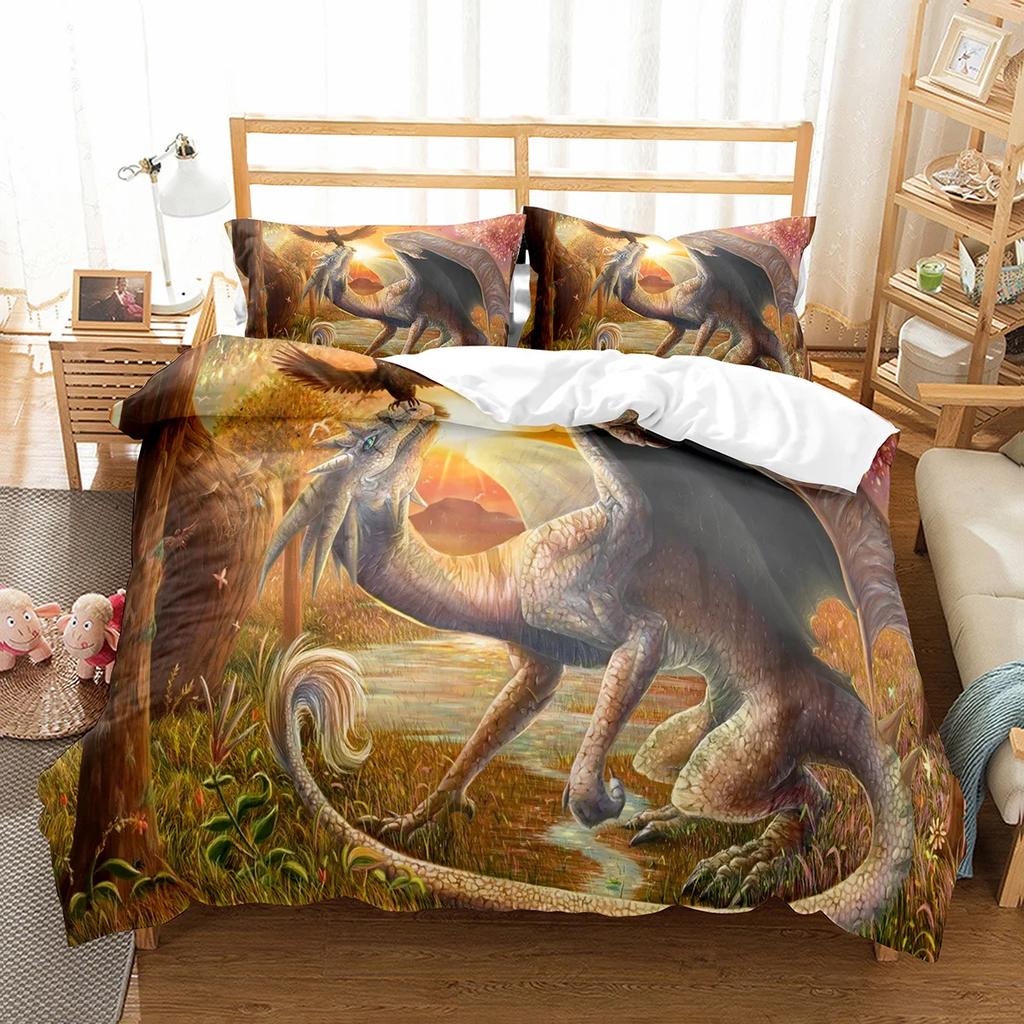 White Dragon Noble Monster and Beauty Duvet Cover Mytholog Faith Animals Theme for Women Men Children Teens Bedroom Decorations