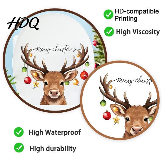 Removable PVC Wall Art Christmas Elk Toilet Seat Cover Sticker Cartoon Reindeer Lid Waterproof Glass Stickers Decal Self-Adhesive Bathroom