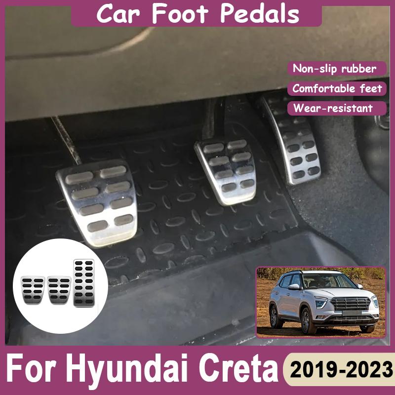 Car Pedals Cover Pad For Hyundai Creta Acessories Cantus 2019-2023 Stainless Steel Accelerator Gas Brake No Drilling Pedal Parts