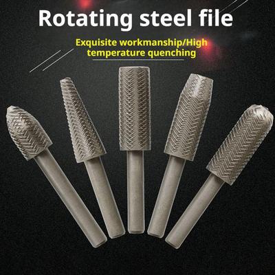 5/6Pcs Rotary Steel File Set Drill Bits Burrs Metal Grinding Grooved Sanding Engraving Milling Polishing Tool