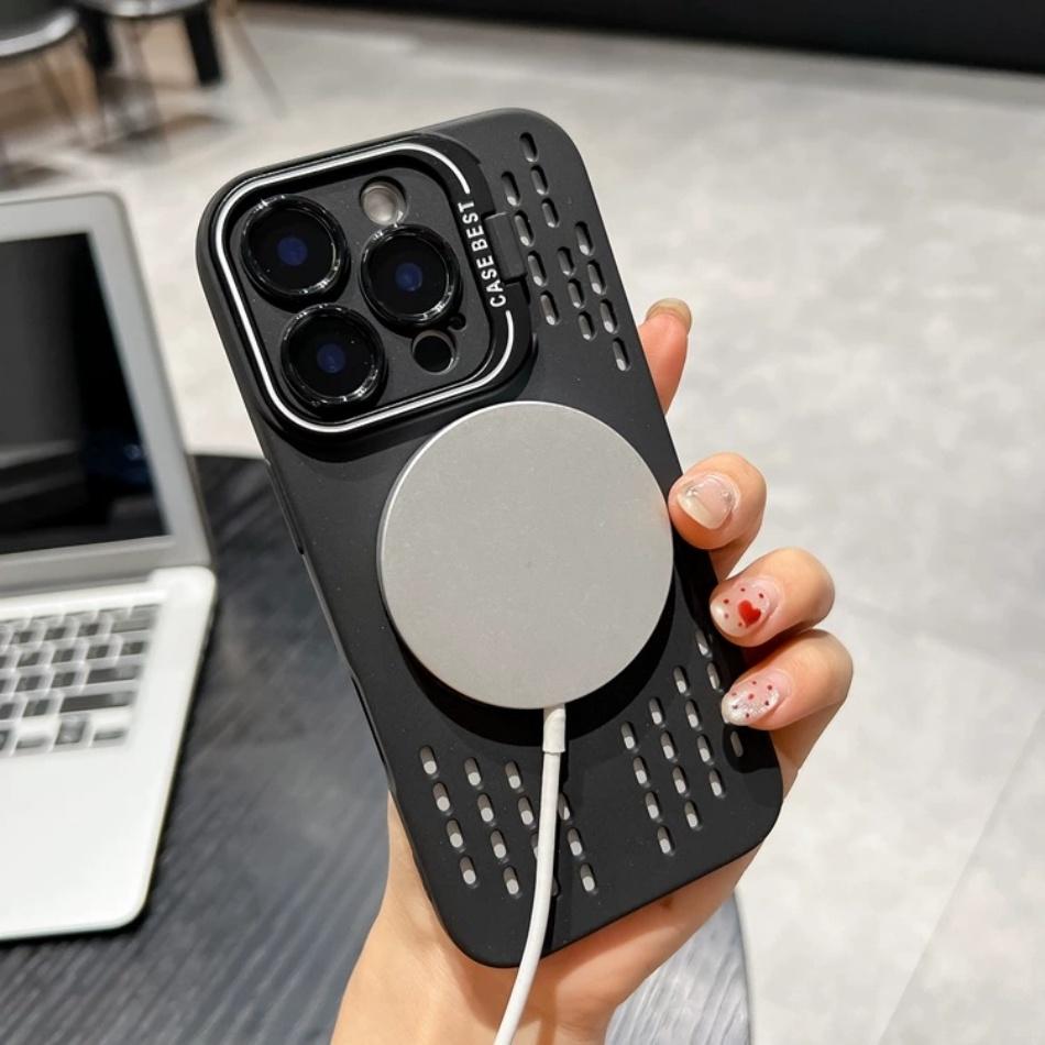 Breathable Soft Back Case for iPhone 16 15 14 13 12 11 Pro Max Plus Cooling Heat Dissipation Magnetic Phone Cover