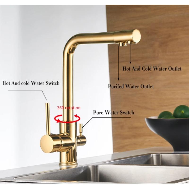 Filter Kitchen Faucets Deck Mounted Mixer Tap 360 Rotation with Water Purification Features Mixer Tap Crane For Kitchen WF-0175