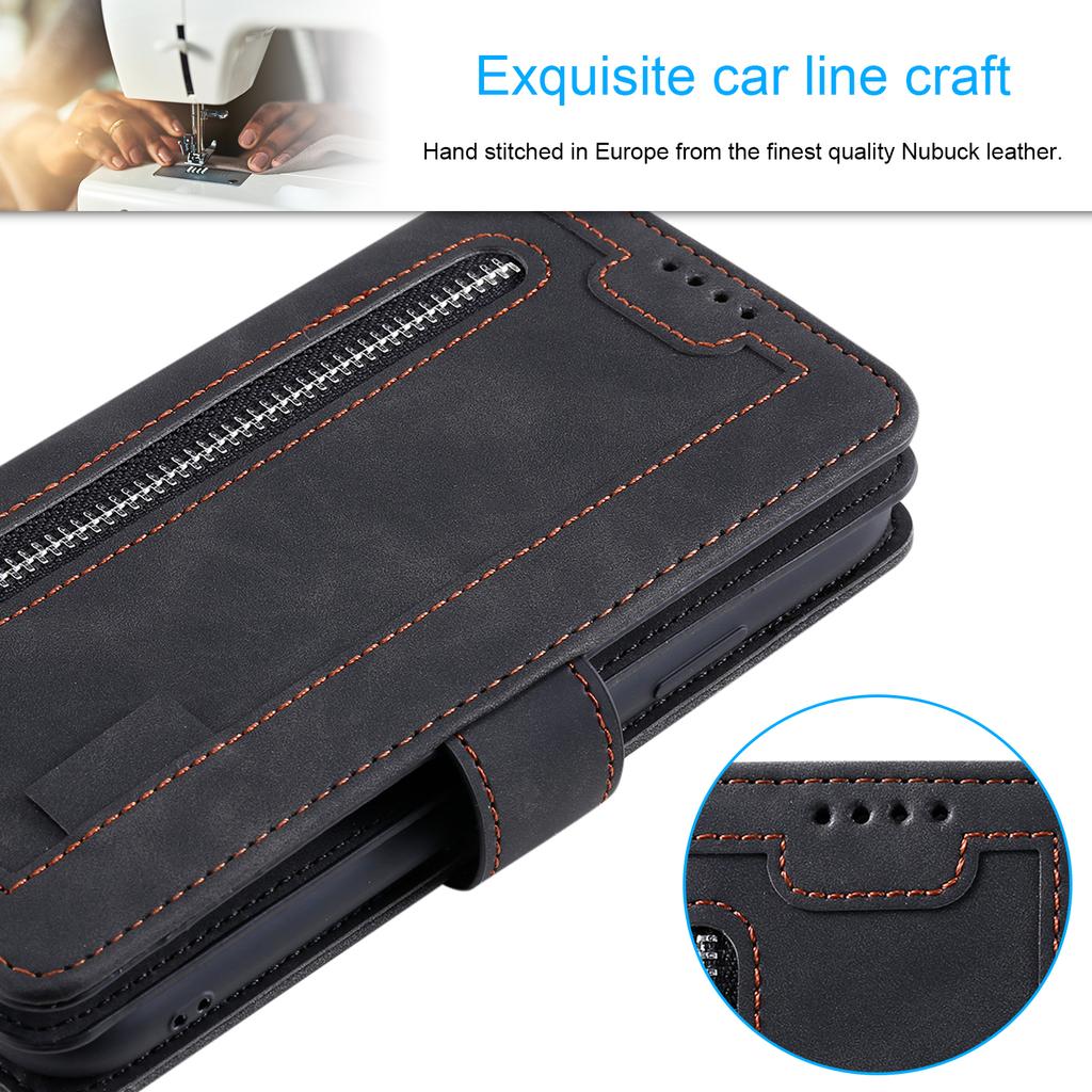 For Motorola Edge 50 Pro 5G Case 9 Card Slots Leather Wallet Phone Cover with Zipper Pocket