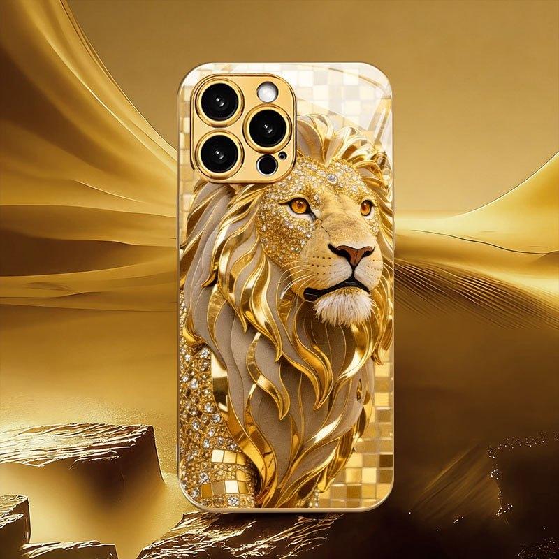 Carcasa de sticlă pentru telefon cu designul majestic al Leului de Aur este potrivită pentru iPhone17 16 15 14 13 12 11Pro/Max/Plus anti-cădere și rezistentă la șocuri