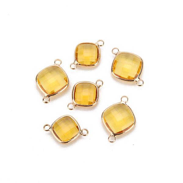 5pcs 11mm White Double Hole Glass Charms Pendants Connector for Chain Bracelets Necklace Women DIY Jewelry Making Findings