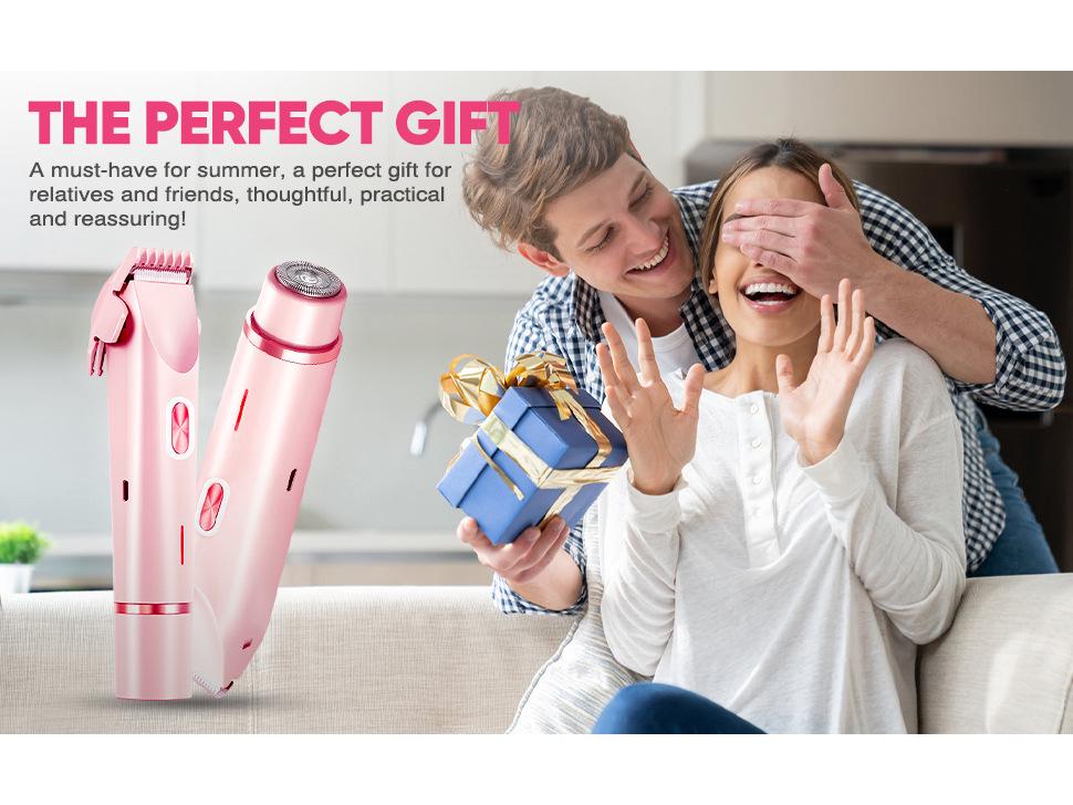 Women's Waterproof Electric Razor: Double-Head Shaver for Dry & Wet Use, Full Body Hair Removal