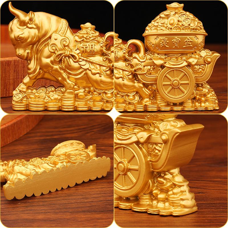 Zwölf Tierkreiszeichen-Ornamente, Funiu-Barren, Niu-Kunsthandwerksstand, kreative Desktop-Ornamente, Metall, Niu La-Barren