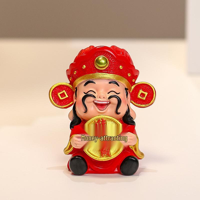 Resin Car Decoration: God of Wealth Ornament for Home & Cake