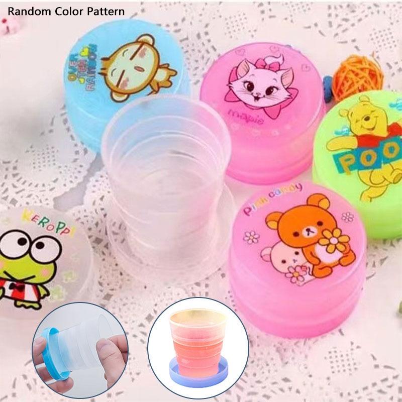 Cartoon Creative Foldable Cup Portable Plastic Travel Mug Hygienic Lightweight
