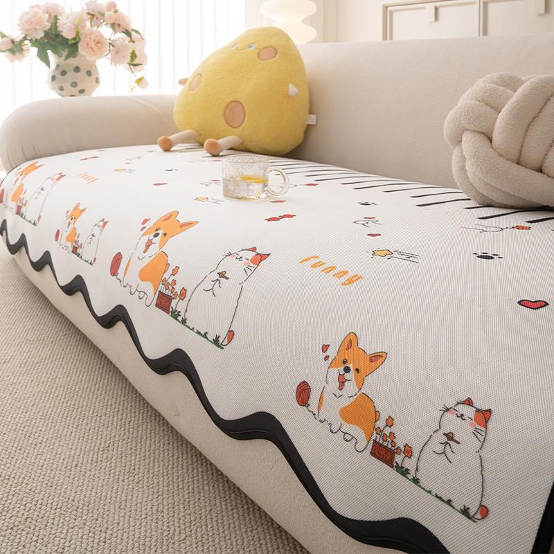 Ice Silk Special-Shaped Sofa Cushion Cartoon Cute Wind And Cool Straight Row Sofa Cover  Summer New Mat Cushion