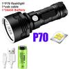 A Super Bright LED Flashlight USB Rechargeable Waterproof Lamp XM-L2 XHP70 Outdoor LightingTactical Torch Ultra Bright Lantern